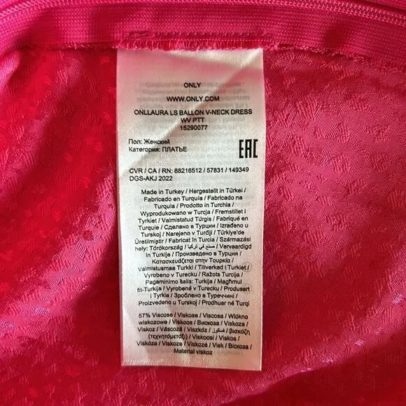 Only Jacquard Satin Plunge Mini Dress in Bright Pink Size Large NWT - Picture 6 of 6